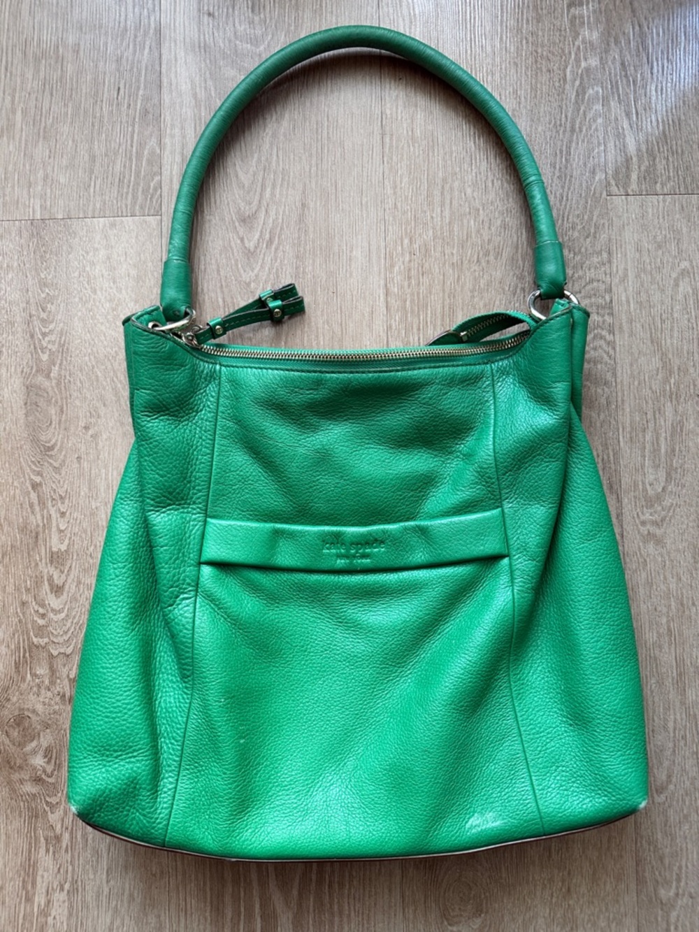 kate spade emerald green pebbled leather hobo